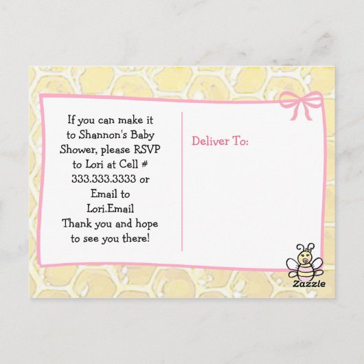 Het is een meisje Ba-bee Baby Shower Uitnodigingen (Achterkant)