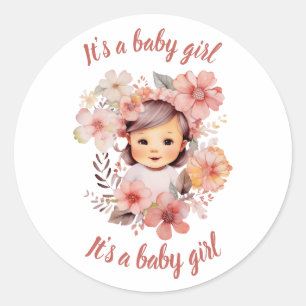 Het is een meisje baby aankondiging sticker