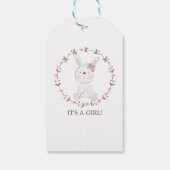 Het is een meisje Baby Bunny Baby shower Cadeaulabel (Achterkant)