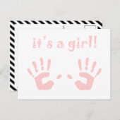 Het is een meisje : baby Handprints Aankondiging (Voorkant / Achterkant)