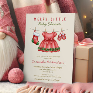Het is een meisje baby kleren vrolijk klein Kerstf Kaart