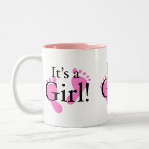 Het is een meisje - Baby, pasgeboren, Baby shower Tweekleurige Koffiemok