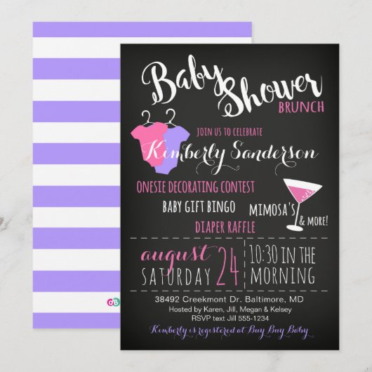 Het is een meisje Baby shower Brunch Party Invitat Kaart (Voorkant / Achterkant)