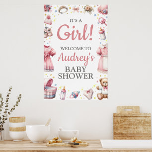 Het is een meisje! Baby shower hangend poster