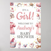 Het is een meisje! Baby shower hangend poster (Voorkant)