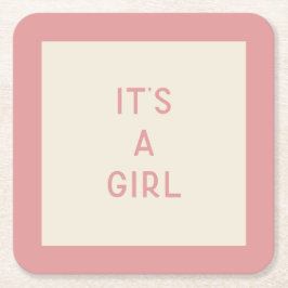 Het is een meisje Baby shower papier Onderzetter