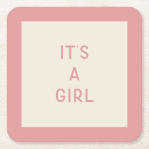 Het is een meisje Baby shower papier Onderzetter