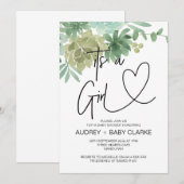 Het is een meisje Baby shower Party Green Succulen Kaart (Voorkant / Achterkant)