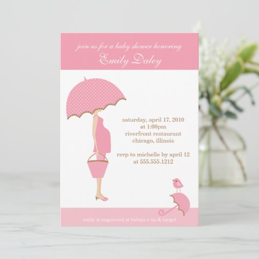 {het is een meisje!} baby shower uitnodiging (Staand voorkant)