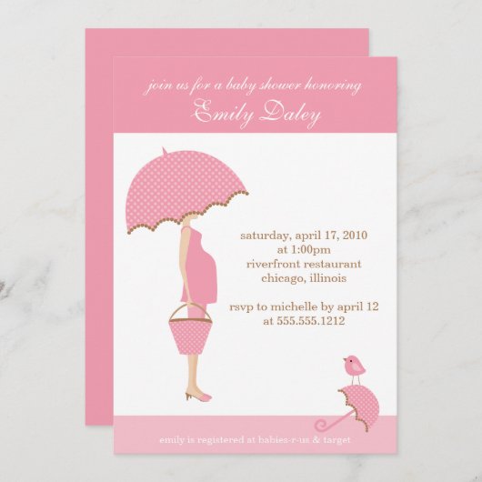 {het is een meisje!} baby shower uitnodiging (Voorkant / Achterkant)