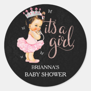 Het is een Meisje  Baby Shower voor een Meisje Ronde Sticker