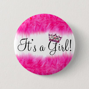  “Het is een meisje!” Baby Tiara Ronde Button 5,7 Cm