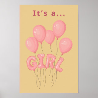 Het Is Een Meisje Babykamer Decor Roze Ballon Prin Poster