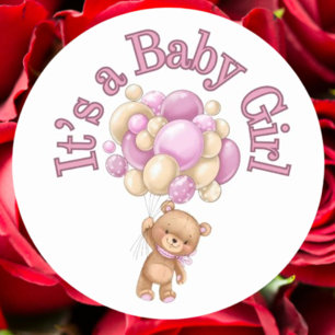 Het is een meisje Beer Baby shower Ronde Sticker