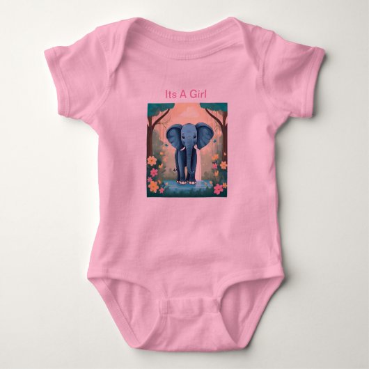 Het is een meisje blauwe Baby olifant, Romper (Voorkant)