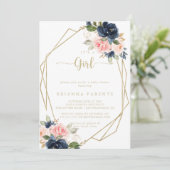 Het is een Meisje Bloemengoud geometrisch Baby sho Kaart (Staand voorkant)