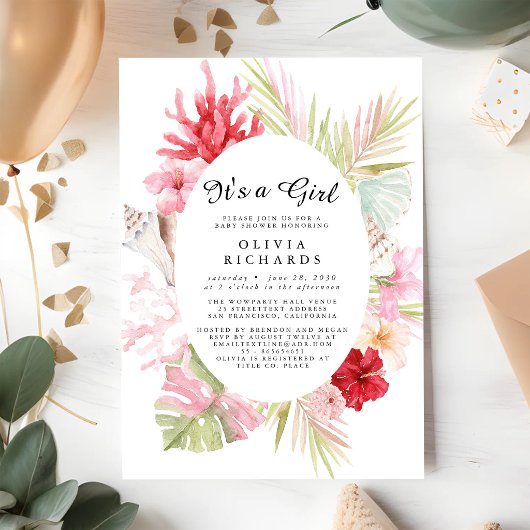 Het Is Een Meisje Bloemige Baby Shower Uitnodiging