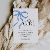 Het is een meisje Blue Bow Baby shower Invitation Kaart