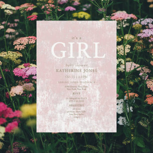 Het is een Meisje Blush Art Deco Baby shower Kaart