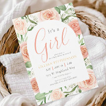 Het Is Een Meisje Blush Roze Bloemige Baby Shower