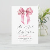 Het is een meisje Blush roze Bow Baby shower Kaart (Staand voorkant)