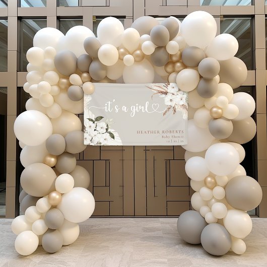 Het is een meisje Boho bloem neutrale baby shower Spandoek