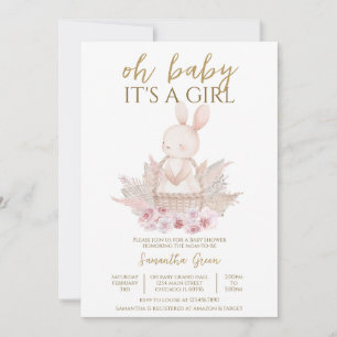 Het is een meisje Boho Bunny Baby shower Kaart