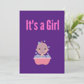 Het is een meisje - Bubbelbad Kaart (Staand voorkant)