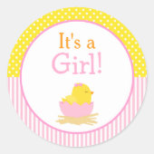 Het is een meisje chick Baby shower Ronde Sticker (Voorkant)