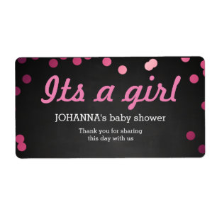 Het is een meisje Confetti krijtbord waterfles gun Etiket