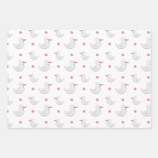 Het is een meisje: Cute Duck Pattern Inpakpapier Vel (Voorkant 2)