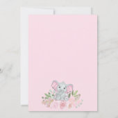 Het is een meisje! Cute Elephant Pink Floral Baby  Kaart (Achterkant)