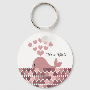 Het is een meisje! Cute roze walvis Sleutelhanger