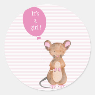 Het is een meisje    Cute Woodland Mouse Stickers