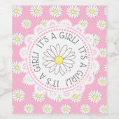 HET IS EEN MEISJE Daisy Baby shower Wijnflesje Lab Wijn Etiket (Enkel label)