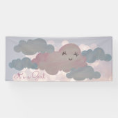 het is een meisje dat roze wolk glimlacht in alle  spandoek (Horizontaal)