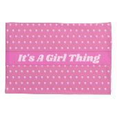 Het is een meisje ding roze heldere polka stippen  kussensloop (Achterkant-Links)