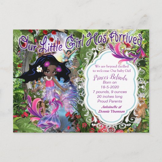 Het is een meisje - een melkachtig zeemeermin Baby Briefkaart (Voorkant)