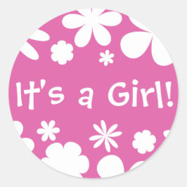 Het is een meisje! Flower Power Envelope Sticker S