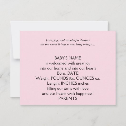 Het is een Meisje Foto Baby Aankondiging (Voorkant)