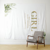 Het is een meisje gebladerte gouden baby shower fo wandkleed (In Situ (horizontaal))