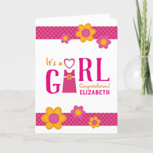Het is een meisje gefeliciteerd mama's naam bloeme kaart