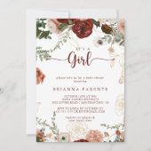 Het is een meisje goud rustiek bloemig Baby shower Kaart (Voorkant)