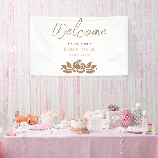 Het is een meisje goud wit bloemig Baby shower Spandoek (Feest)