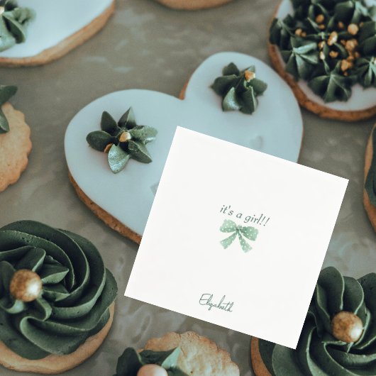 Het is een meisje Green Bow Baby shower Servet