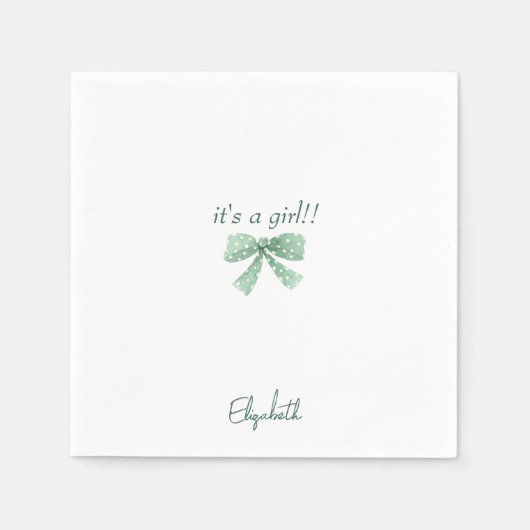 Het is een meisje Green Bow Baby shower Servet (Voorkant)
