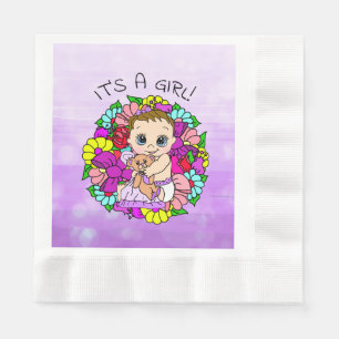 Het is een Meisje, het Baby shower van Paars Meisj Servet