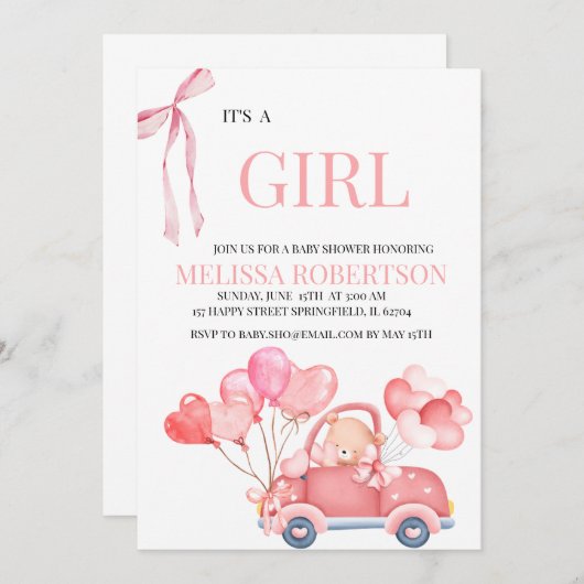 Het is een meisje! kaart (Voorkant / Achterkant)