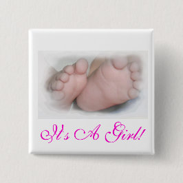 Het is een meisje. Knoop Vierkante Button 5,1 Cm