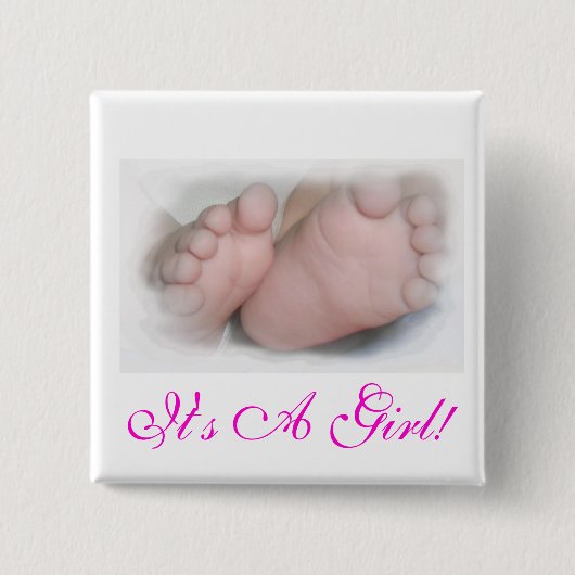 Het is een meisje. Knoop Vierkante Button 5,1 Cm (Voorkant)